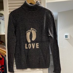 COPY - Gray Wool Turtleneck Sweater w Love Feet